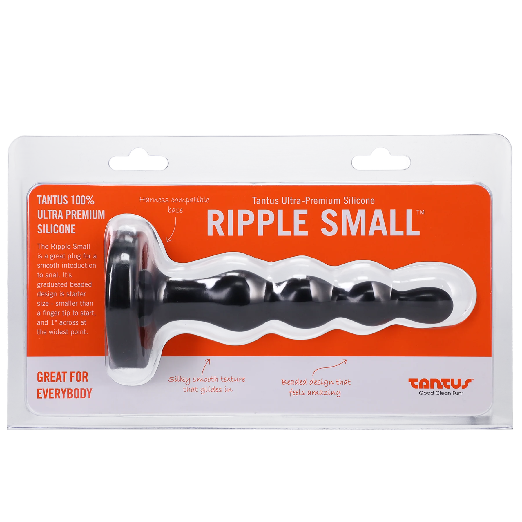 Tantus Silicone Ripple Small Silicone Butt Plug Black