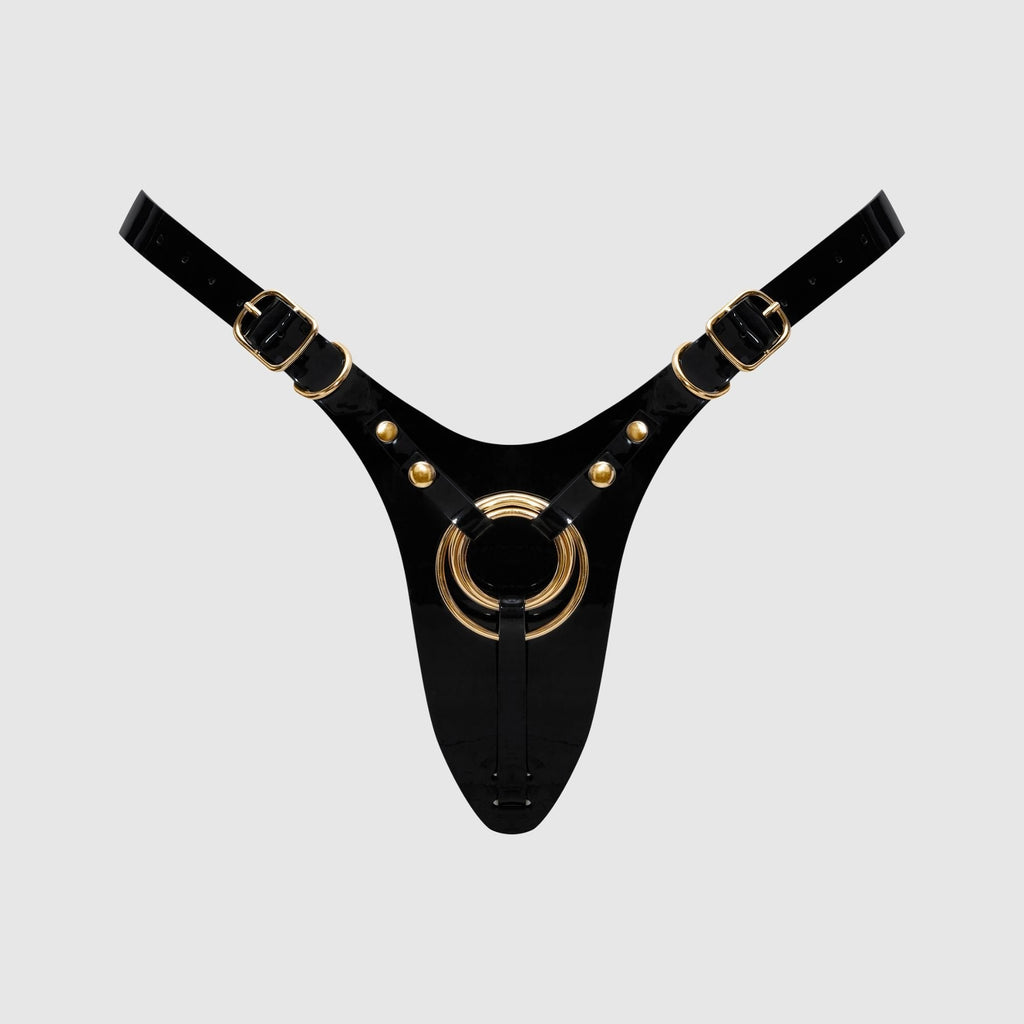 LEATHERETTE HARNESS FABULOUS - ONE SIZE - BLACK GLOSSY
