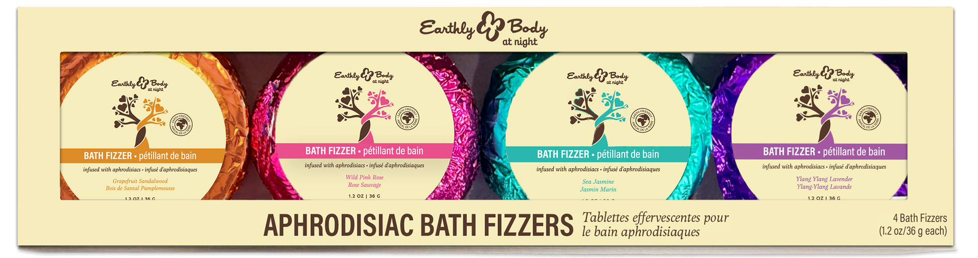 Earthly Body at Night Aphrodisiac PrePack Bath Fizzers and Candles 16pcs plus tester and candle warmer