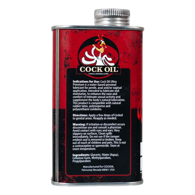 Cock Oil Water-Based Lubricant – Metal Can with Inner Plastic Liner 9 oz
