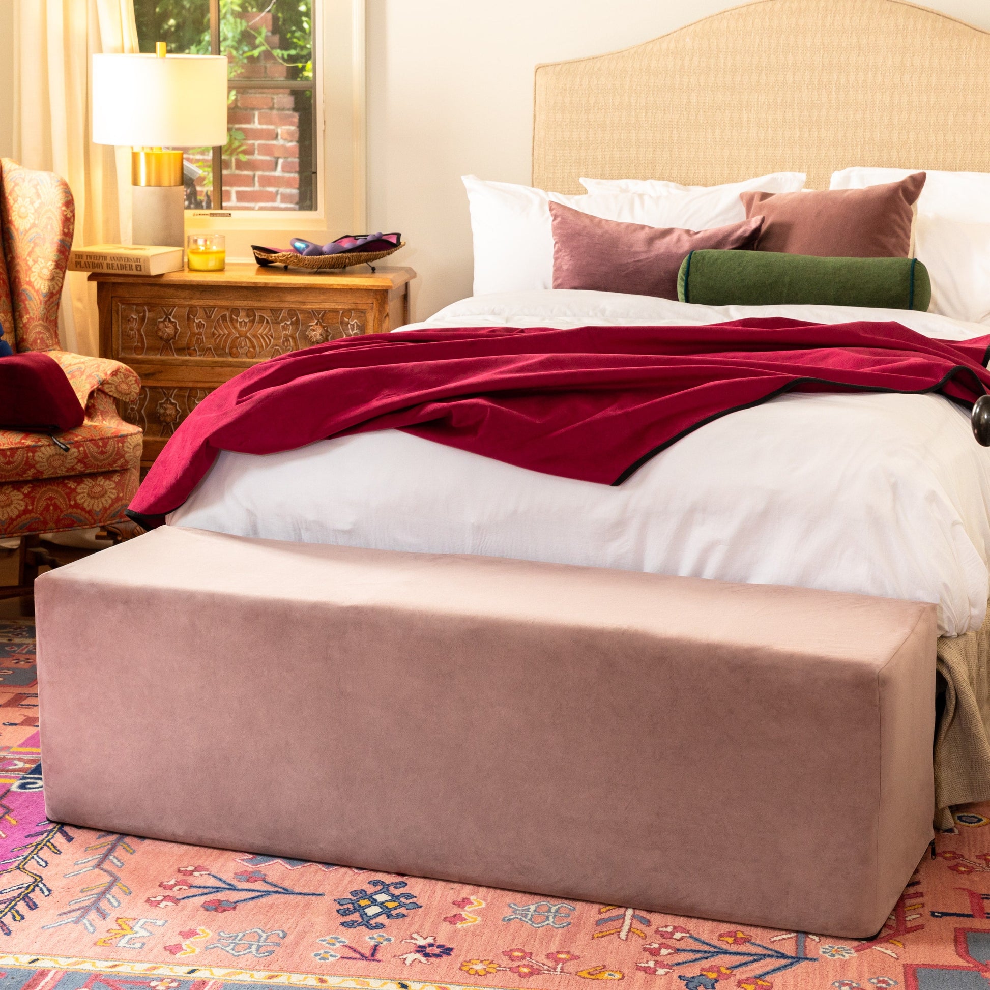 Aria Flip Chaise 18 Inch Wide - Convertible Sex Chair and Bed Bench, Rose