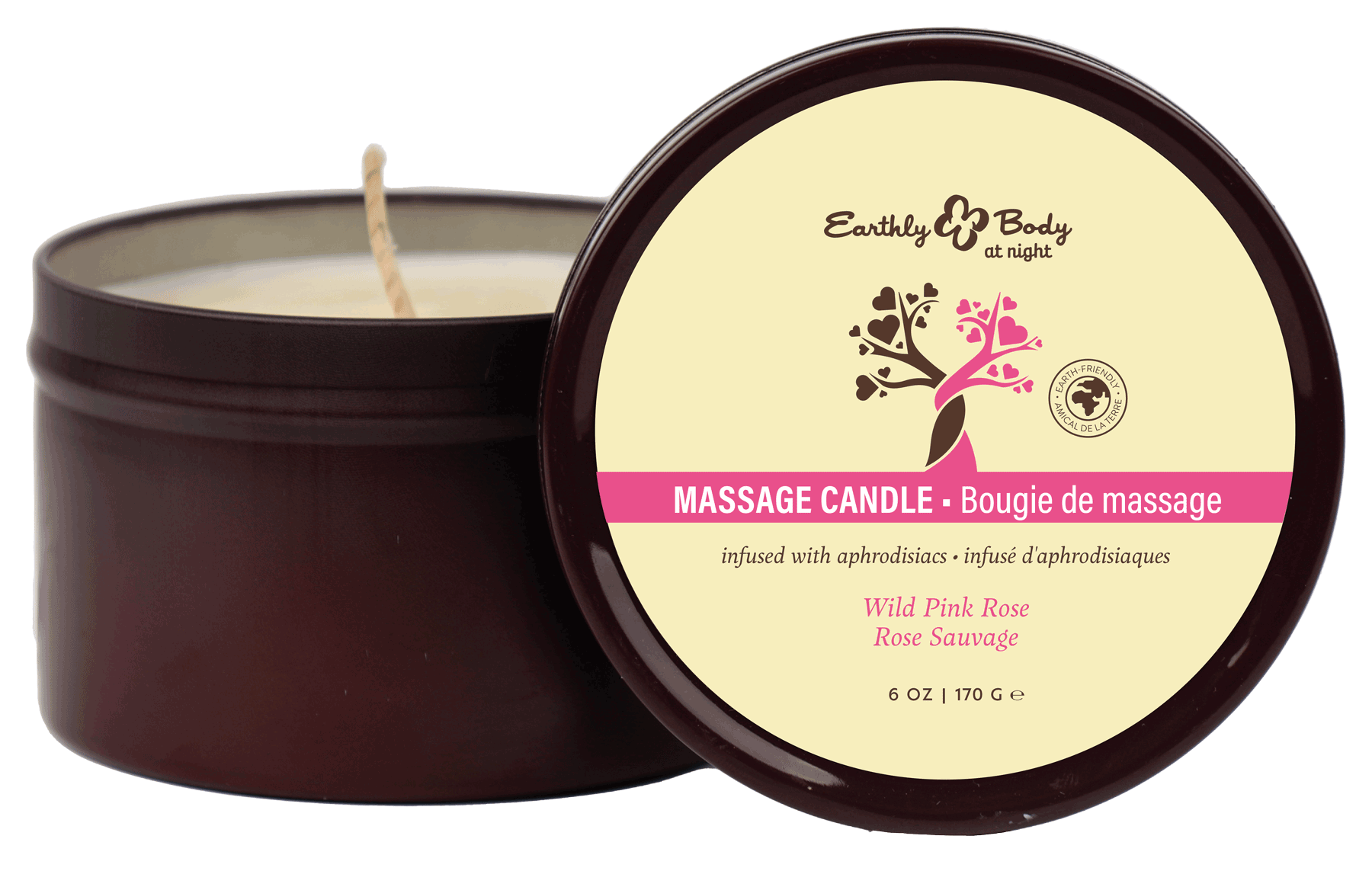 Earthly Body at Night Candle Aphrodisiac Collection Wild Pink Rose 6oz