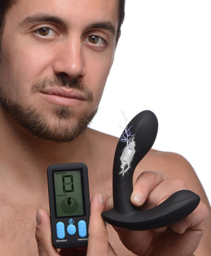 E-Stim Pro Silicone Vibrating Prostate Massager with Remote Control-0