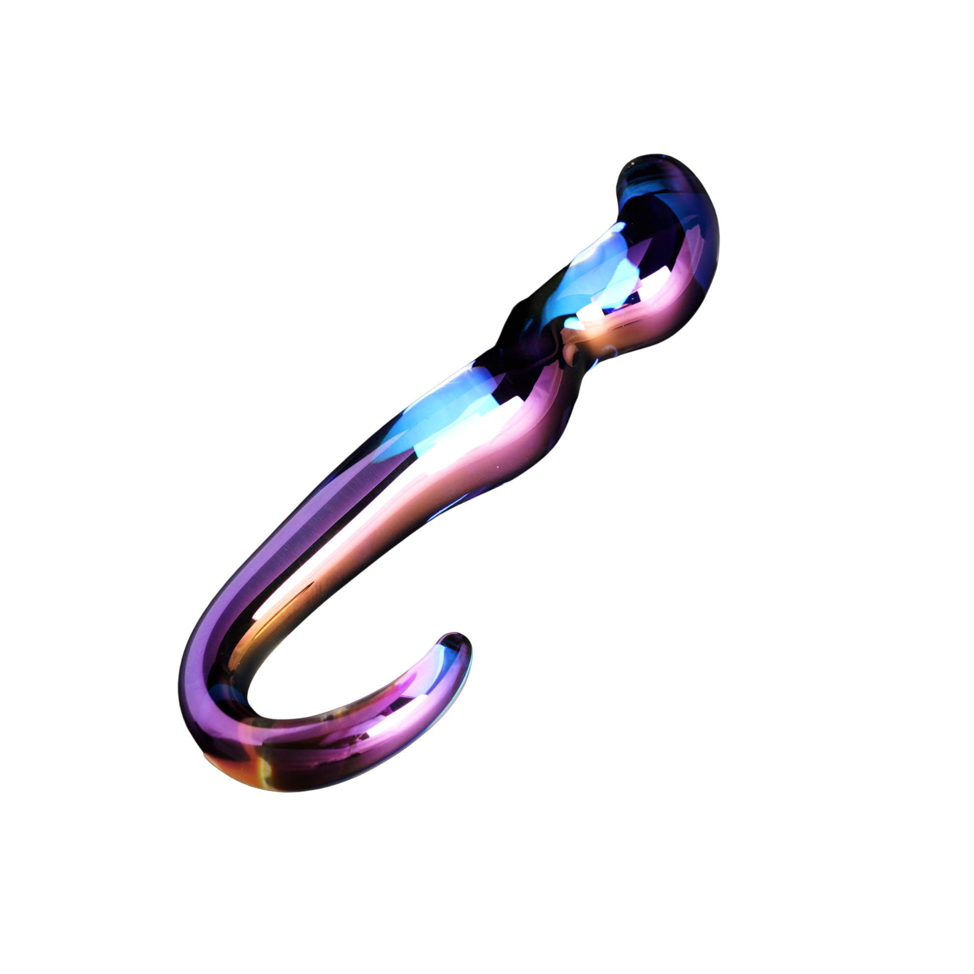 Blue Flame Curved Glass Dildo-0