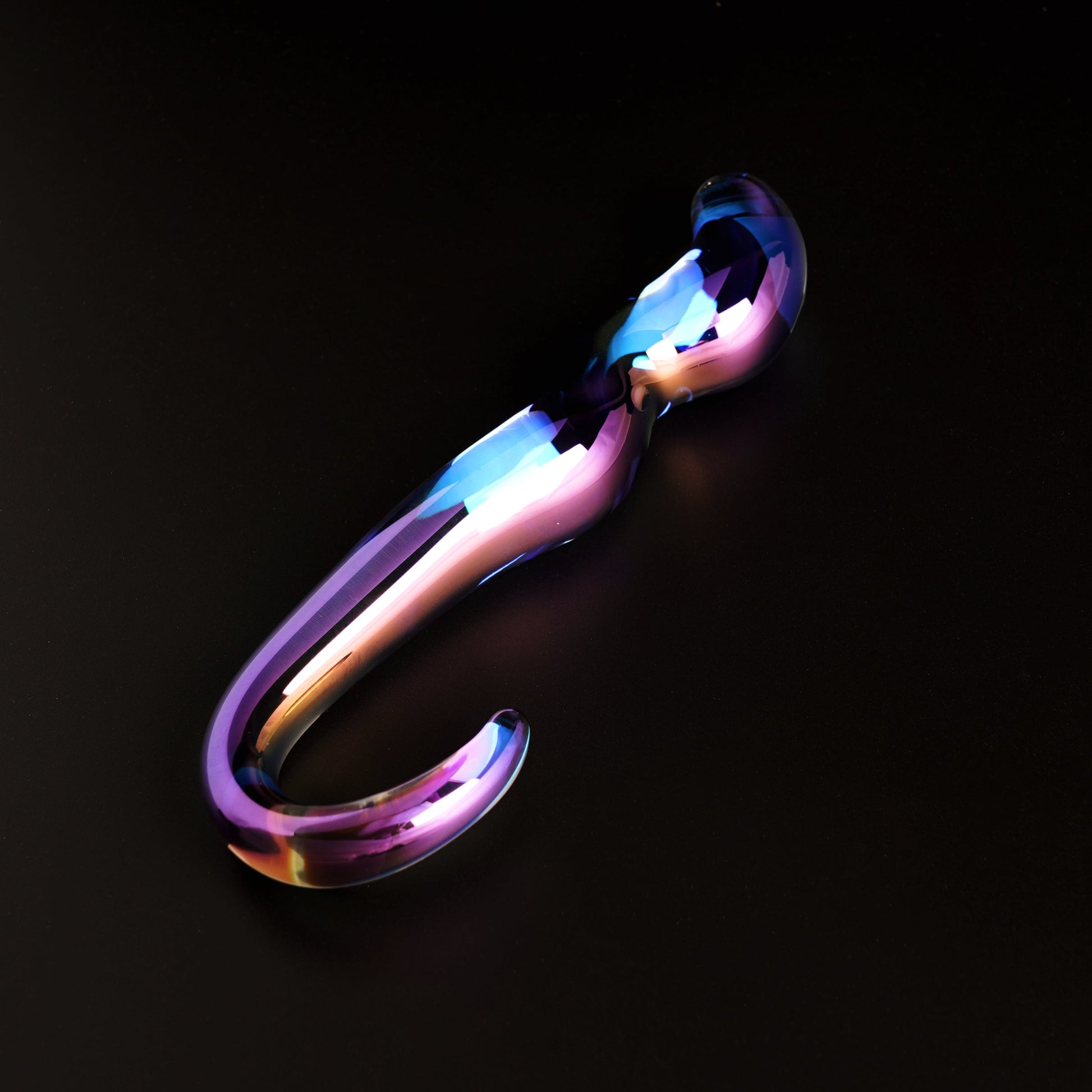Blue Flame Curved Glass Dildo-1