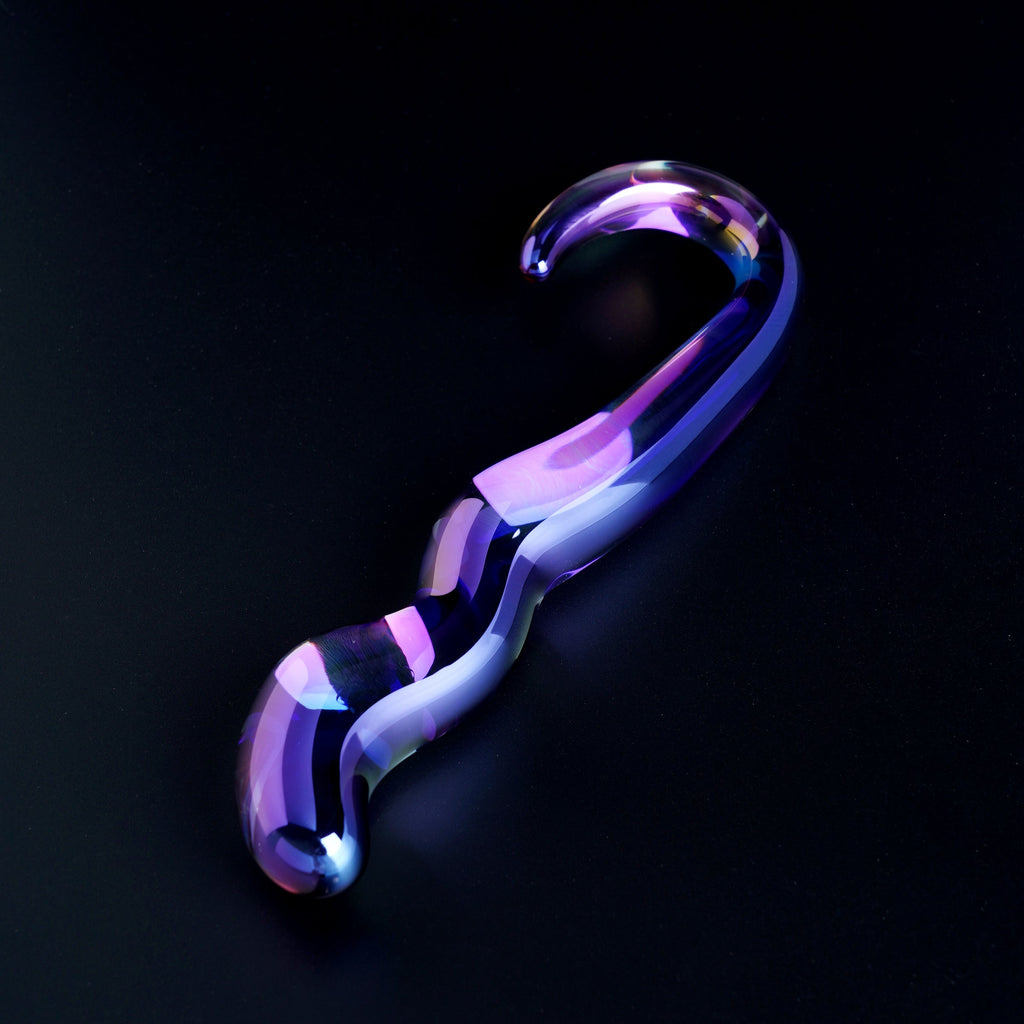Blue Flame Curved Glass Dildo-4