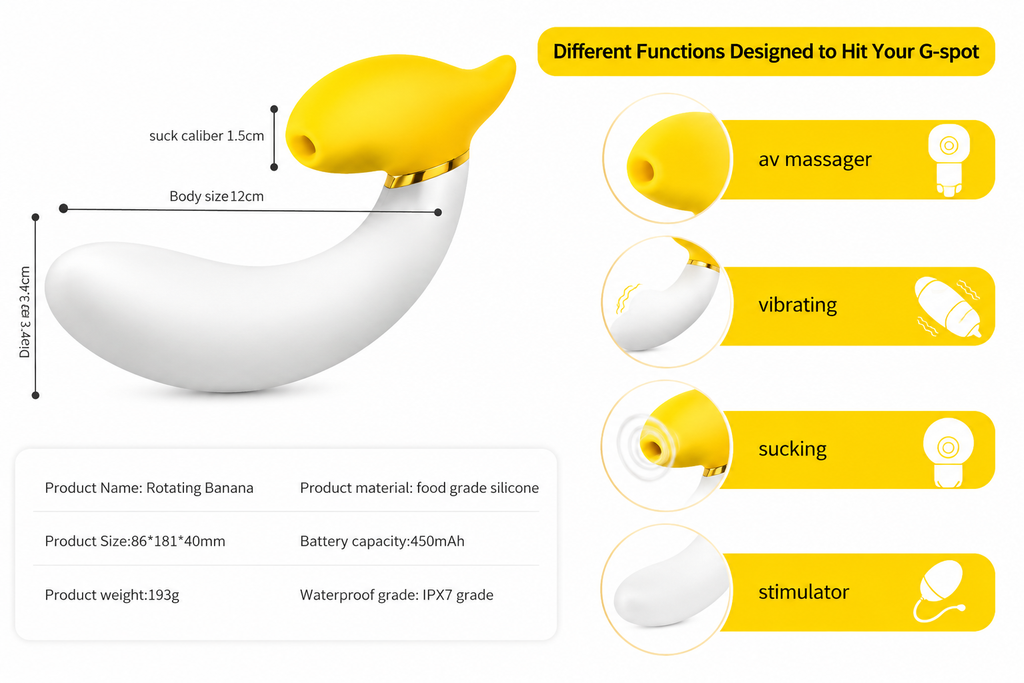 Calyra™ Banana Vibrator – Luxury Rotating Suction Vibrator