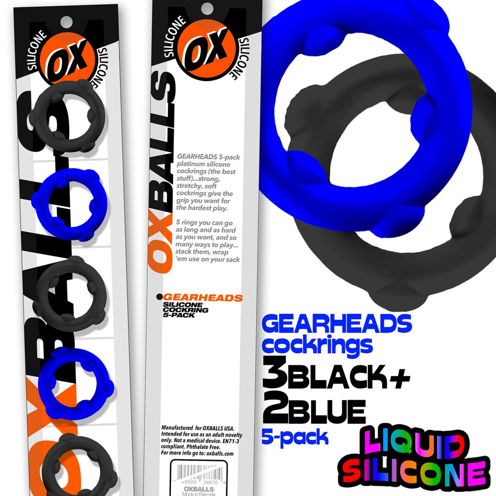 Gearheads 5-Pack Spinner Rings Blue/Black