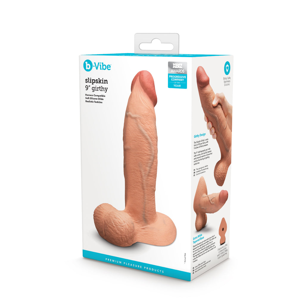 Slipskin Realistic Silicone Dildo - 9" Girthy Mocha