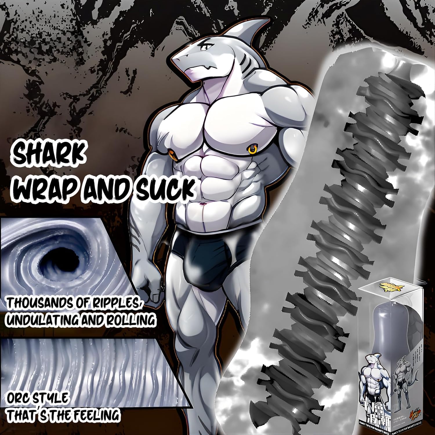 GibbonBoi Gray Shark Animal Male Masturbator-1