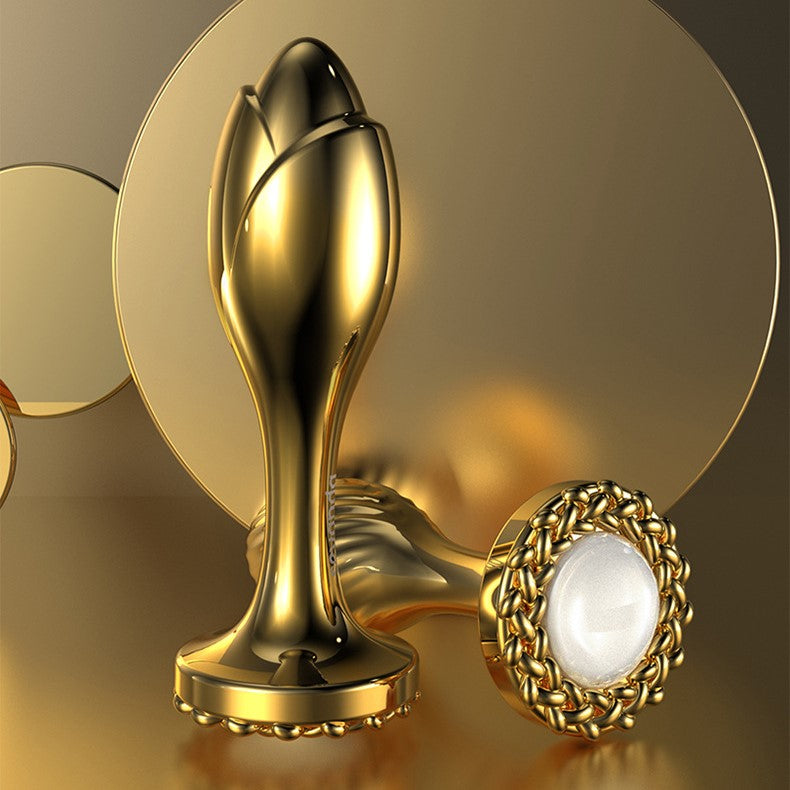 LOCKINK Sevanda Gold Metal Butt Plug with Pearl Base-4