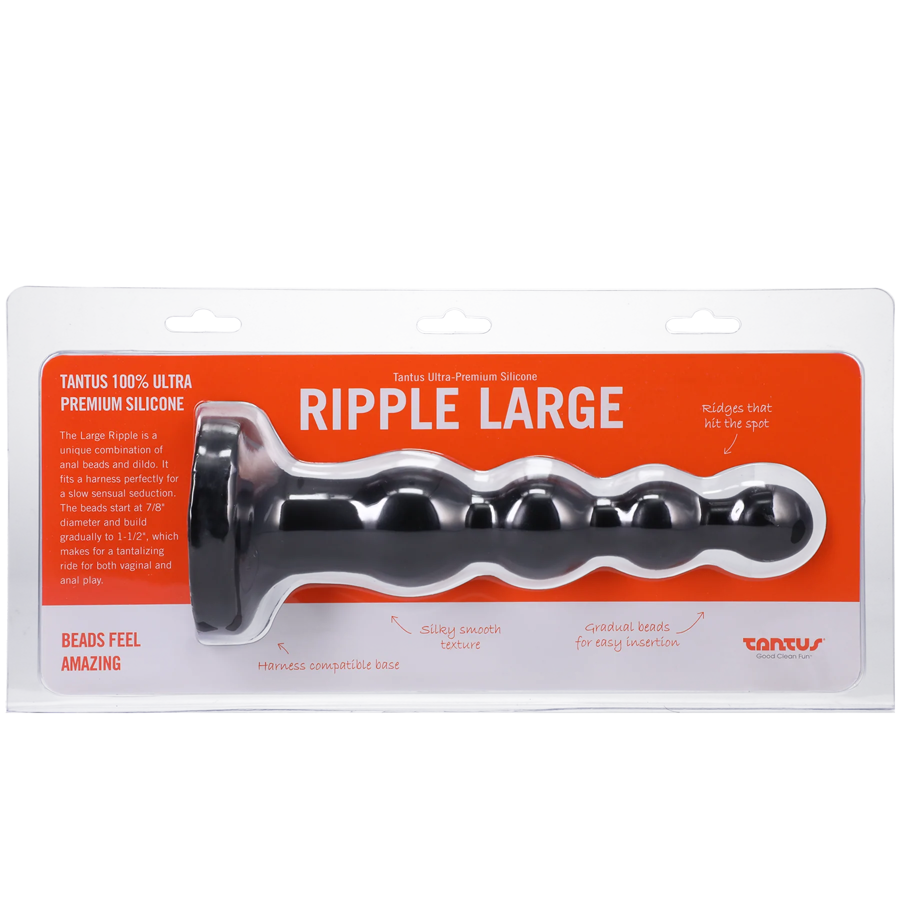 Tantus Silicone Large Ripple Butt Plug Black