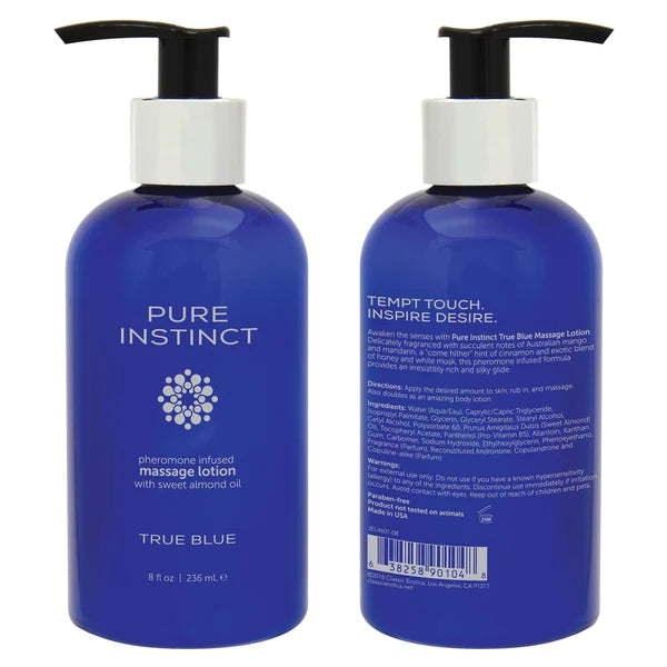 PURE INSTINCT Pheromone Massage & Body Lotion True Blue 8oz | 236mL