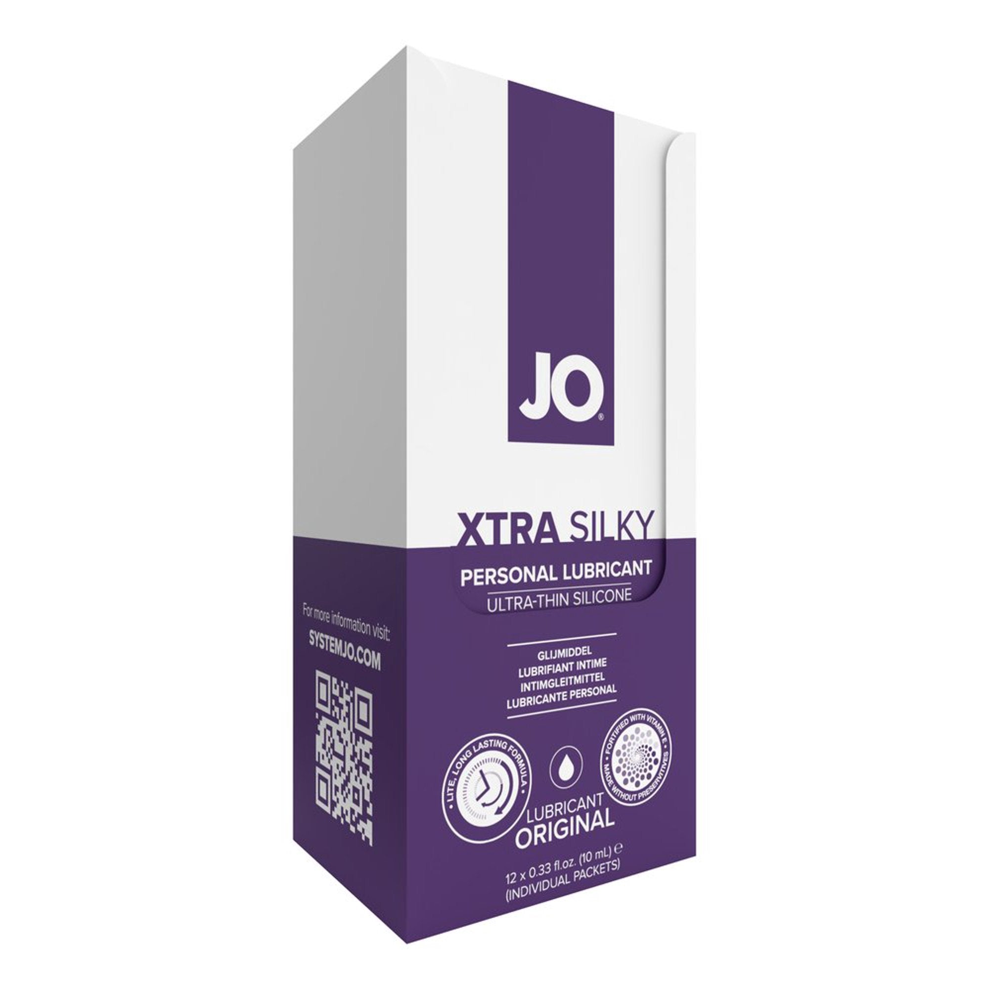 JO Xtra Silky Silicone Foil Display Box - 12 x 10mL