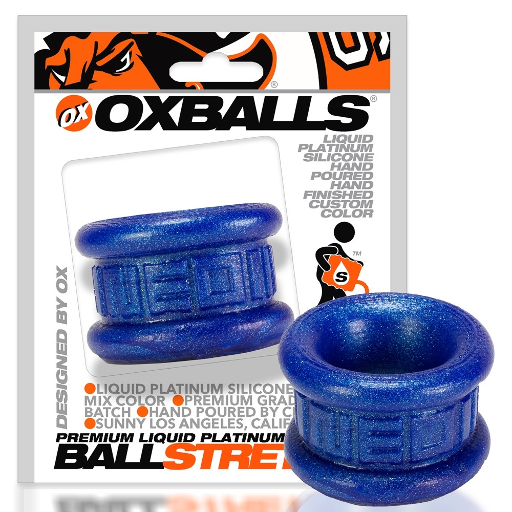 Oxballs NEO SHORT, ballstretcher - BLUEBALLS METALLIC
