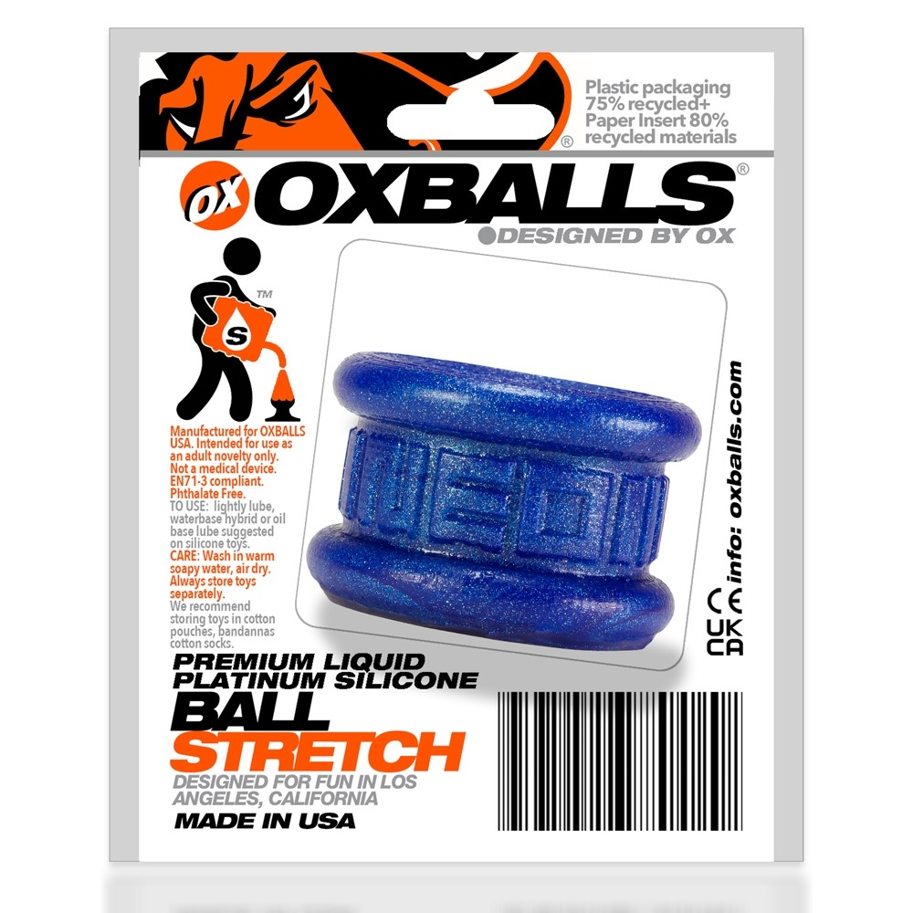 Oxballs NEO SHORT, ballstretcher - BLUEBALLS METALLIC