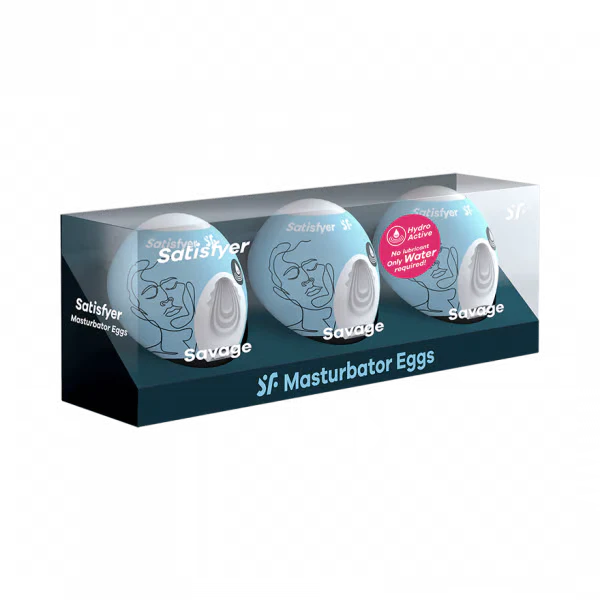 Satisfyer Masturbator Egg 3er Set (Savage) Light Blue