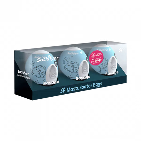 Satisfyer Masturbator Egg 3er Set (Savage) Light Blue