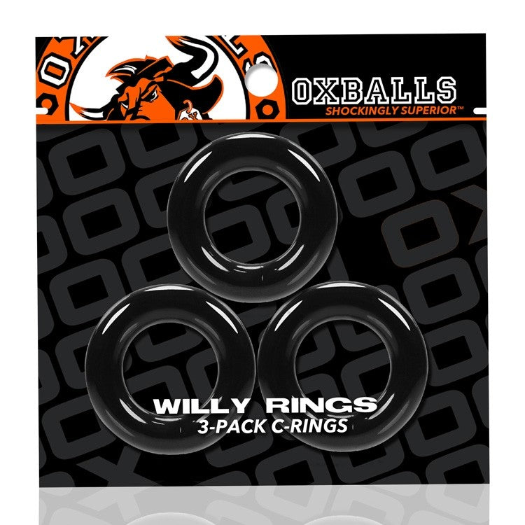 WILLY RINGS, 3-pack cockrings - BLACK
